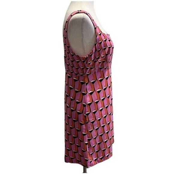 Diane von Furstenberg Pink Geometric Print Sleeveless Dress Recycled Polyester - Picture 3 of 10